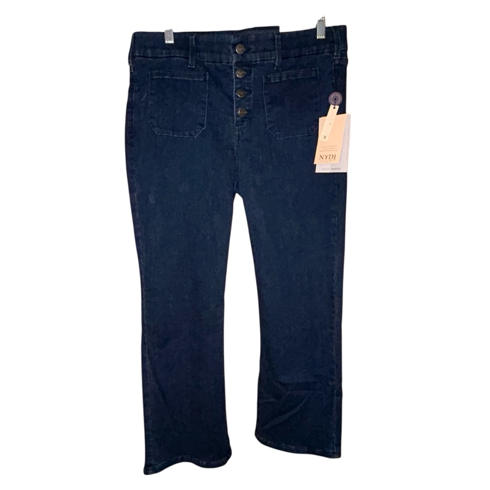 NYDJ Waist Match Marilyn Straight Ankle‎ Jeans Button Front Dark Wash PM NWT